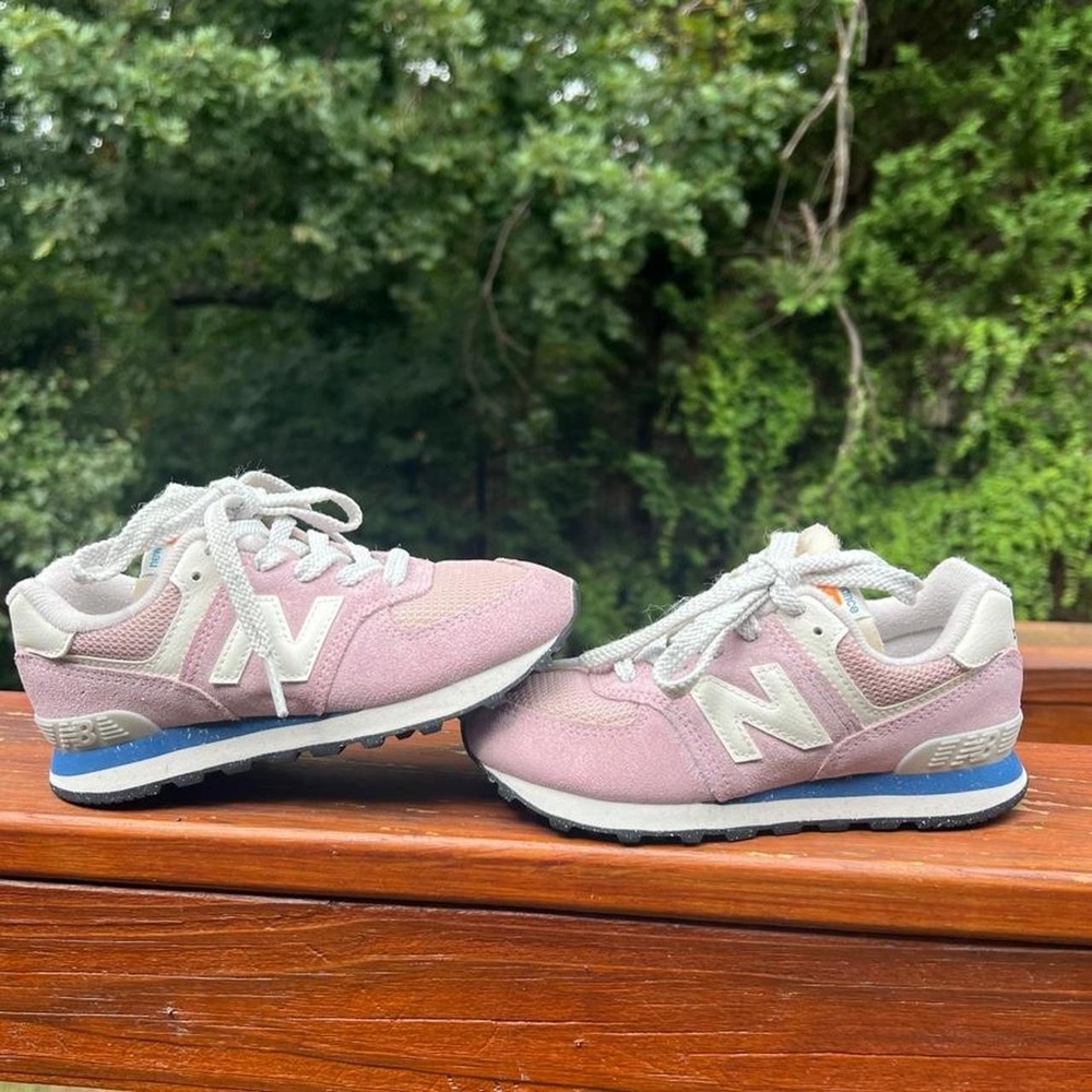 New Balance 574 Youth 12 Pink Blue Girls Running Play School Sneakers